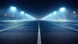 © Egriva - Empty night highway, foggy, city lights, vanishing point, asphalt