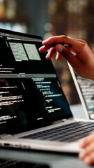 Wall Mural - african american coder using computer at desk