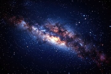 Wall Mural - a starry sky with a large galaxy in the middle. the galaxy is filled with stars and is surrounded by