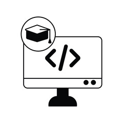 Web Programming glyph outline icon with white background vector stock illustration