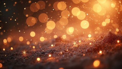 Leinwandbilder - Abstract festive background with sparkling lights and bokeh effect. Perfect for holiday designs, cards. Festive glowing bokeh background, golden color with shining stars. Christmas, New Year mood.