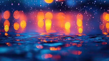 Wall Mural - a vibrant, mesmerizing spectacle is created by macro water drops reflecting a colorful abstract back