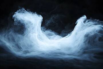 Wall Mural - Abstract swirling blue smoke on black background. Perfect for design, website, or print projects.