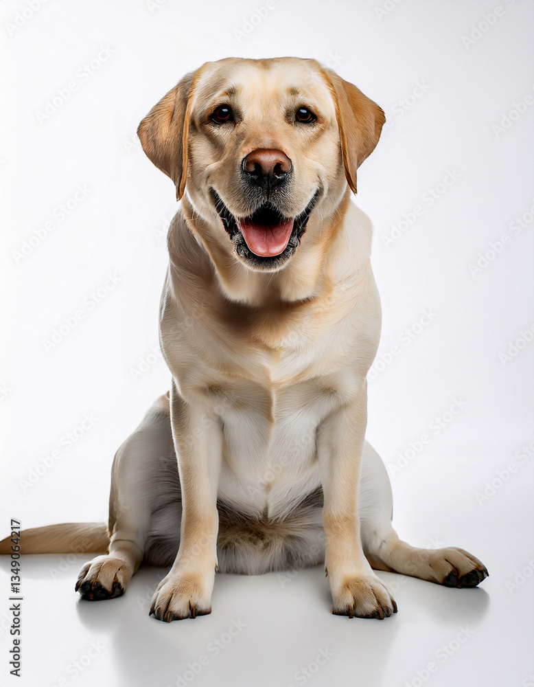 retrato de un perro de pura raza labrador retriever sentado con ...
