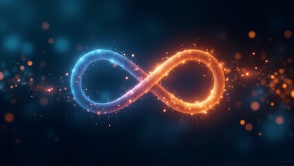 Wall Mural - Infinity Symbol Glowing, Blue and Orange