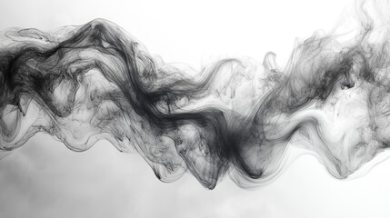 Wall Mural - dark smoke swirling and flowing across white creates abstract shapes, offering visual contrast enhan
