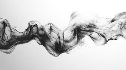 Wall Mural - dark smoke swirling and flowing across white creates abstract shapes, offering visual contrast enhan