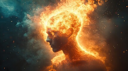 Wall Mural - information overload, extreme pressure, and mental health issues cause stress and burnout, symbolize