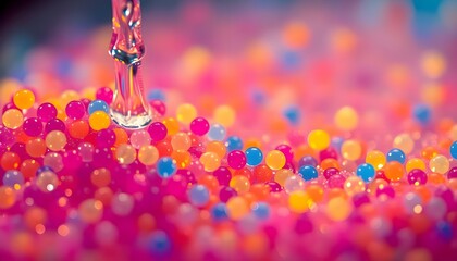 Wall Mural - a drop of water sitting on top of a pile of bubbles