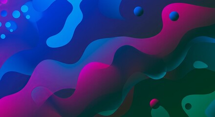 Poster - A colorful background with a blue wave and green and purple swirls