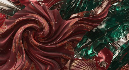 Poster - A red and green fabric with a spiral design