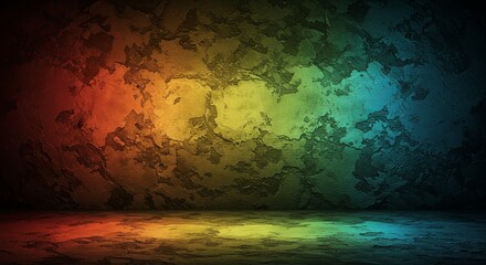 Poster - A colorful wall with a rainbow pattern