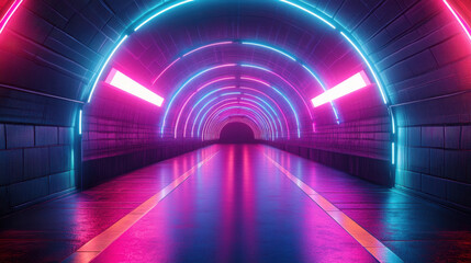 Wall Mural - neon tunnel abstract background
