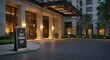 © Pipin - Elegant Hotel Entrance with Valet Parking Sign at Dusk or Evening