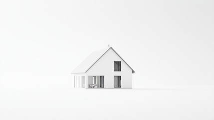 Poster - Minimalist white house model on white background.