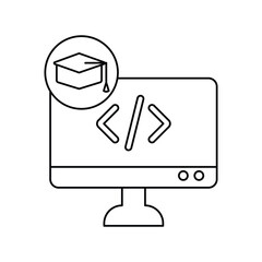 Web Programming lineal icon with white background vector stock illustration