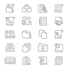 Wall Mural - documents vector icons. document line icon collection. folder, contract, file, document related icon