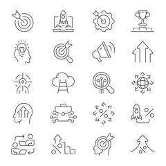 Wall Mural - marketing icons set. marketing vector line icon collection. content, search, strategies, e-commerce,