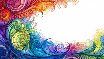 Fototapete - Colorful vibrant watercolor in a spiral pattern with copy space. abstract colorful background with circles