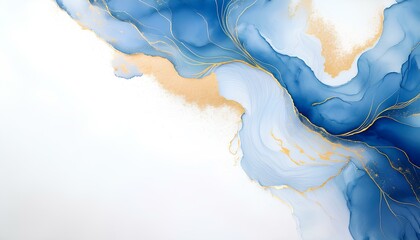 Aufkleber - abstract blue gold watercolor background with copy space for add text or design.