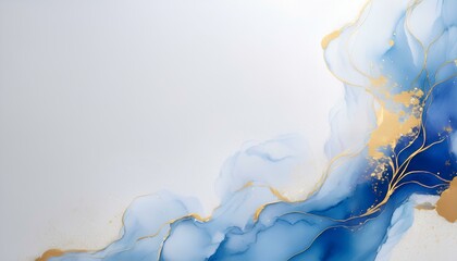 Aufkleber - abstract blue gold watercolor background with copy space for add text or design.