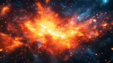 fiery cosmic explosion, nebula background