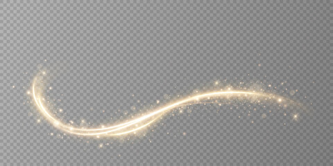 Wall Mural - glowing golden magic light effect. vector graphics of neon lines motion. abstract light lines of mov