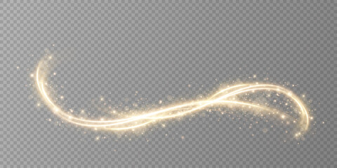 Wall Mural - glowing golden magic light effect. vector graphics of neon lines motion. abstract light lines of mov