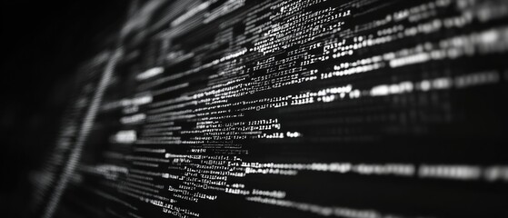 Abstract view of digital code flowing on a dark background
