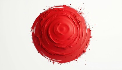 Poster - Red circle brush stroke on white background. Abstract art design element. Hand-drawn style. Paint, grunge texture. Creative concept. Perfect for logo, icon, banner, poster, cover design.