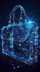 digital briefcase, abstract, dark background, futuristic