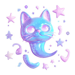 Wall Mural - png cat aesthetic elements pastel.