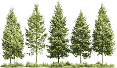 Wall Mural - cut out vector trees shapes for landscape illustration on transparent background png, forest, nature