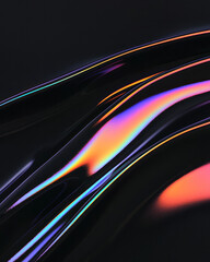 Poster - A high-detail close-up of a liquid-like black glossy surface, smoothly shifting between deep