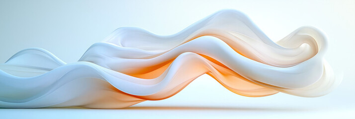 Poster - A soft and airy abstract wave pattern of transparent, silky strands interwoven in a surreal, modern