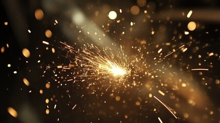 Canvas Print - Sparkling sparks exploding in dark night