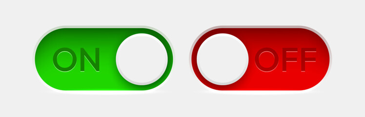 Wall Mural - on and off toggle switch buttons. material design switch set.