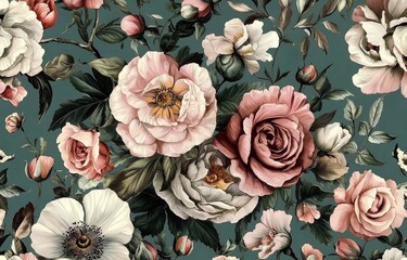 Vintage floral wallpaper design with a fantasy twist.