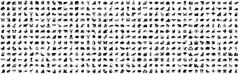 Wall Mural - mega collection logos animals. animal logo set. geometrical abstract logos. icon design