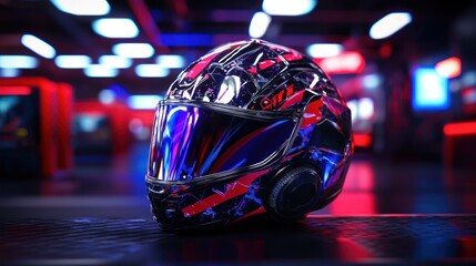 Wall Mural - Custom Racing Helmet in Neon Arcade