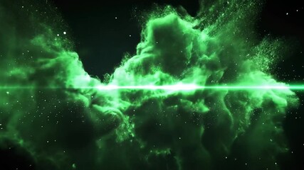 Wall Mural - vibrant green cosmic nebula with ethereal clouds and starry background, ideal for fantasy and sci-fi