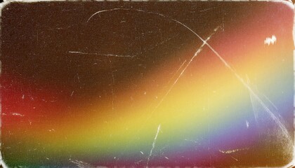 Poster - vintage grunge rainbow texture with scratched distressed overlay, retro aesthetic background for design and print projects

