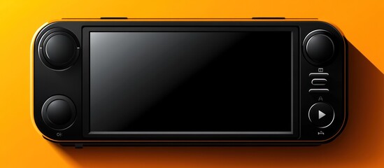 A black handheld electronic device with a clear display screen