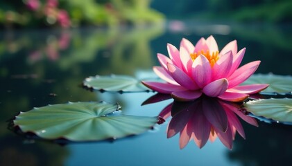 Wall Mural - intricate floral design reflected on calm lake surface, serene, pretty