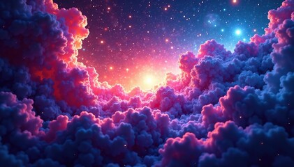 Wall Mural - Abstract swirling nebula, cosmic seamless loop, artwork, stars