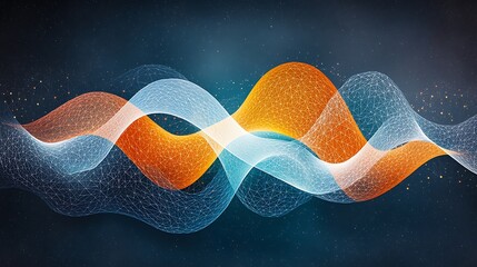 Poster - Abstract waves in orange and blue