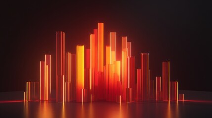 Poster - An interactive-looking D bar graph with pulsating bars, symbolizing changing financial trends, set against a sleek background for a futuristic feel.
