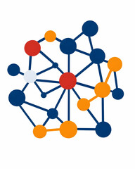 Abstract network graphic with interconnected nodes in varying colors