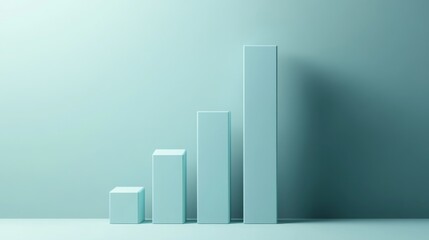 Poster - A clean and minimalist D bar chart with tall, evenly spaced bars, cast shadows on a subtle gradient background, emphasizing clarity and precision in financial data.