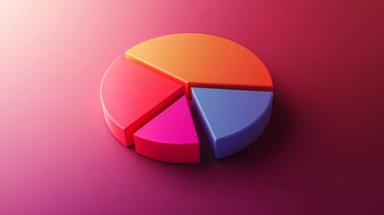 Poster - A clean and minimalist D pie chart showcasing statistical data, with a soft shadow effect and evenly distributed segments that highlight key financial insights.